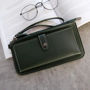 

Women Clutch Hasp Card Holder PU Leather Long Wallet Gift Purse Multifunctional Zipper Solid