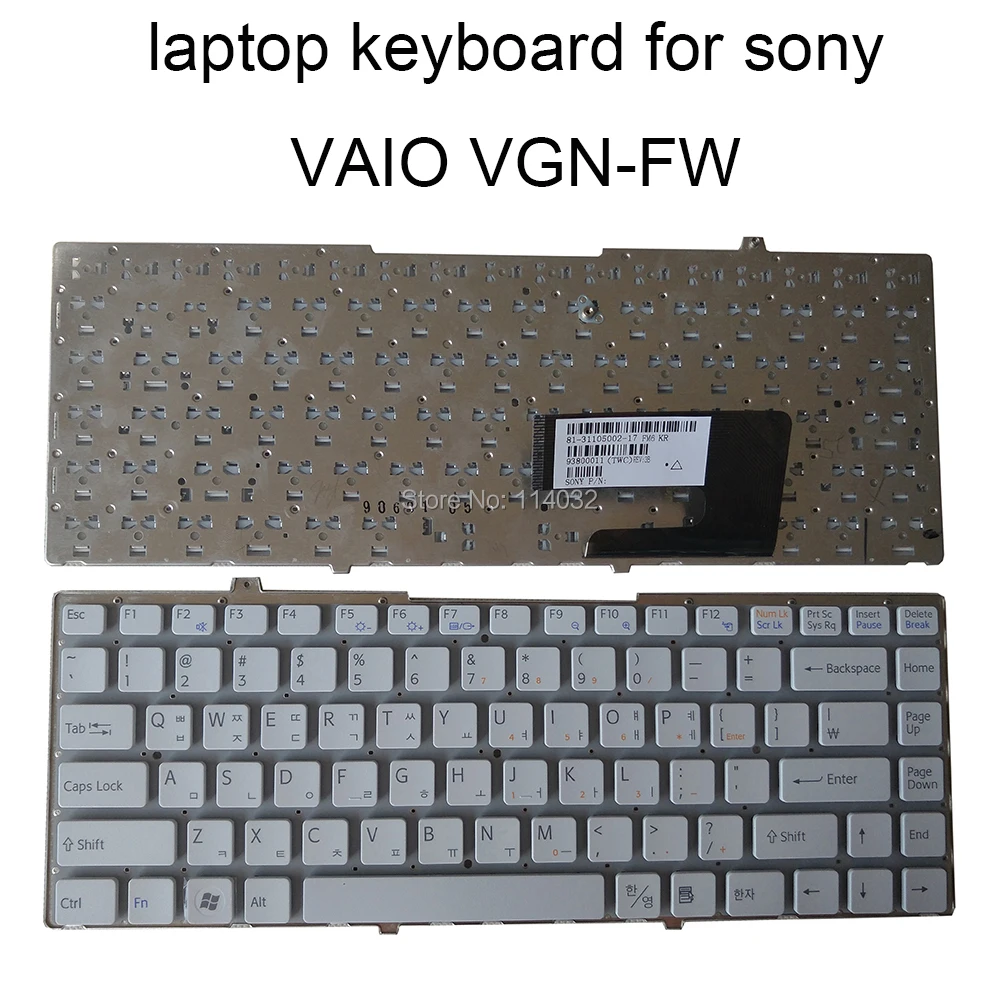 Сменные клавиатуры для Sony VAIO VGN FW VGNFW KR белые корейские без рамки 31105002 17