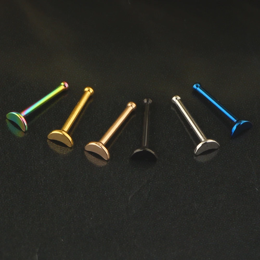 50Pcs 20G Bone Shape Nose Studs Nose Ring Hoop Stainless Steel Nose Piercings for Men Women CZ Clear Nose Stud Set Studs