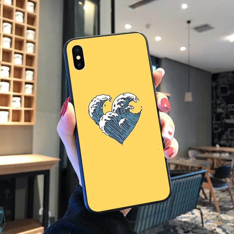 Seni Jepang Gelombang Warna-warni Lucu untuk iPhone 8 7 6 6S Plus X XS MAX 5 5S SE XR 11 11pro Promax Ponsel