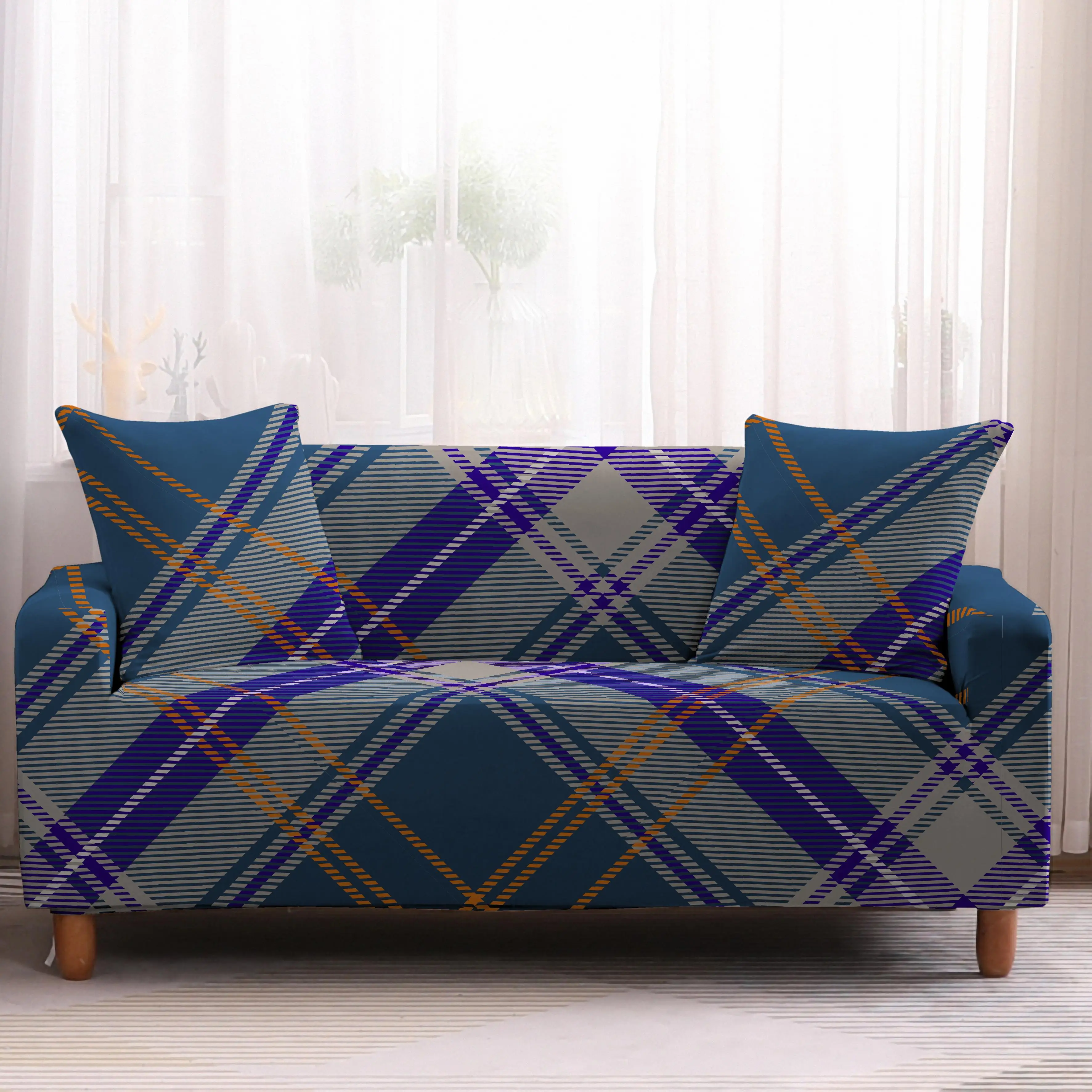 lattice High Elastic Sofa Covers For Living Room Geometric Series Stretch Sofa Slipcovers Corner Sofa Armchair Couch Cover
