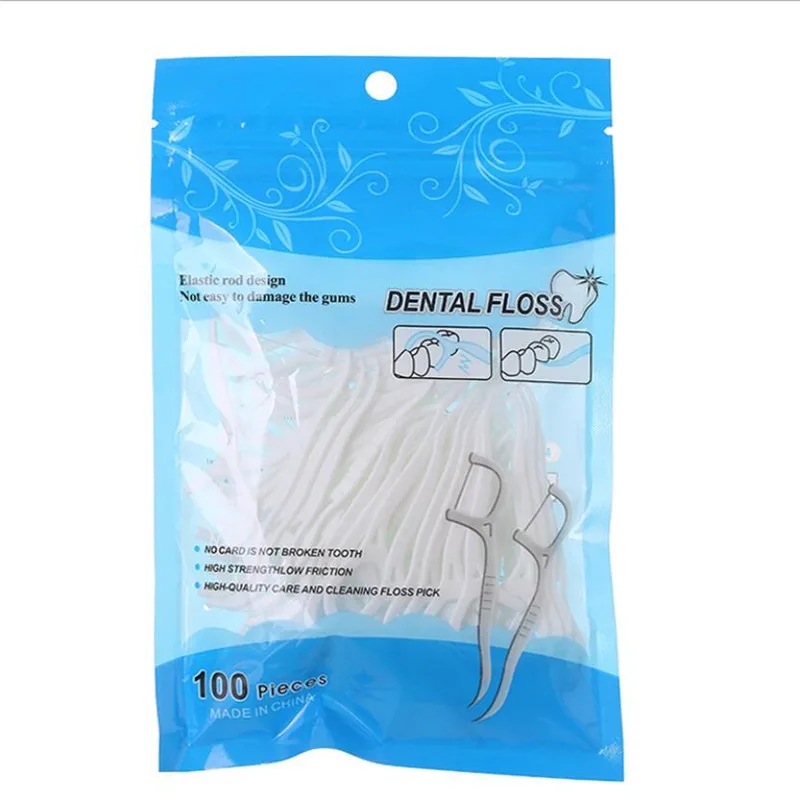 Dental Floss Picks 100Pcs Toothpicks Teeth Stick Cleaning Interdental Brush Oral Hygiene Care