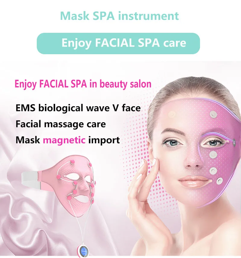 Электрический EMS Вибрационный массажер для красоты лица Спа маска для лица Подтяжка щек для подбородка машина для похудения против морщин магнитный массаж