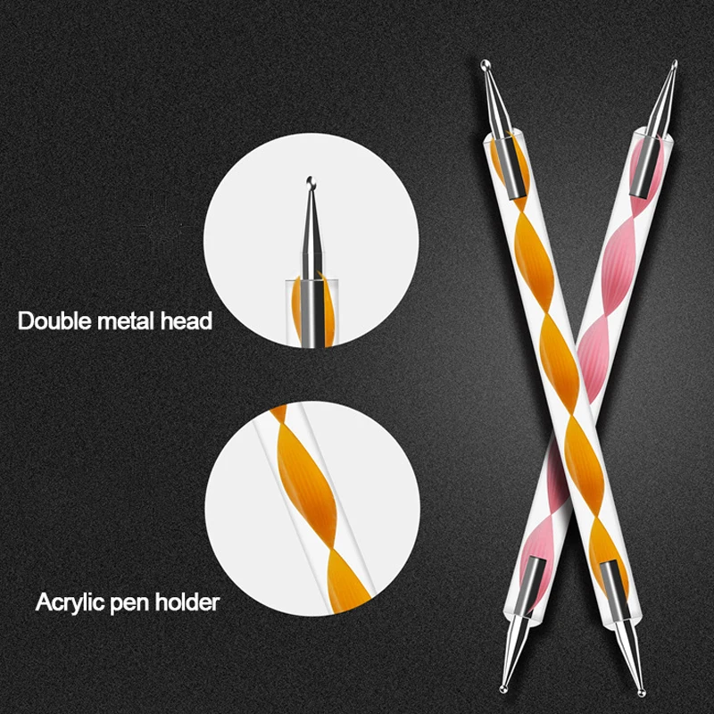 5 шт. двухсторонний точечный инструмент для дизайна ногтей акриловая ручка