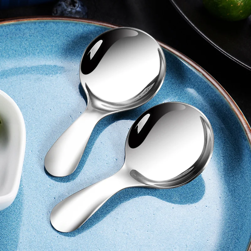 Cute Mini Stainless Steel Kids Spoon Ice Cream Spoon Short Handle Sugar Spice Spoon Small Tea Coffee Scoop Kitchen Accessories (9)