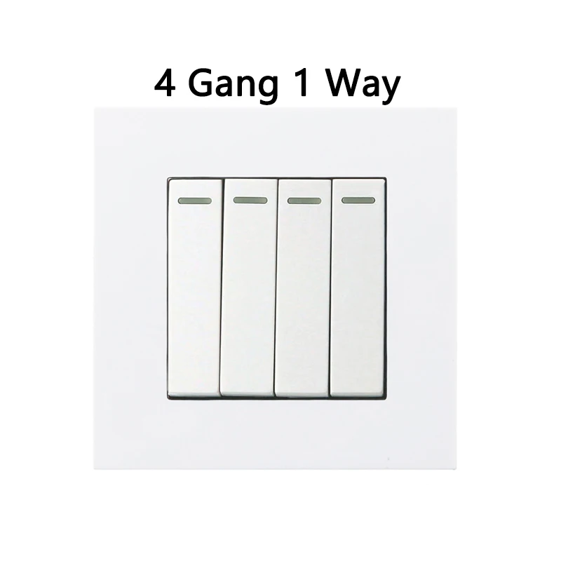 4 Gang 1 Way Atlectric светильник, переключатель 1, 2, 3, 4 банда, 1, 2 способа включения/выключения, кнопка включения/выключения, штепсельная вилка европейского стандарта, розетка, переключатель USB, 86 Тип, пластиковая панель - Цвет: 4 Gang 1 Way