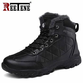

REETENE Men's Winter Boots Warm Men Snow Boots High Quality Leather Non-Slip Male Boots Outdoor Hiking Shoes Men Large Size39-48