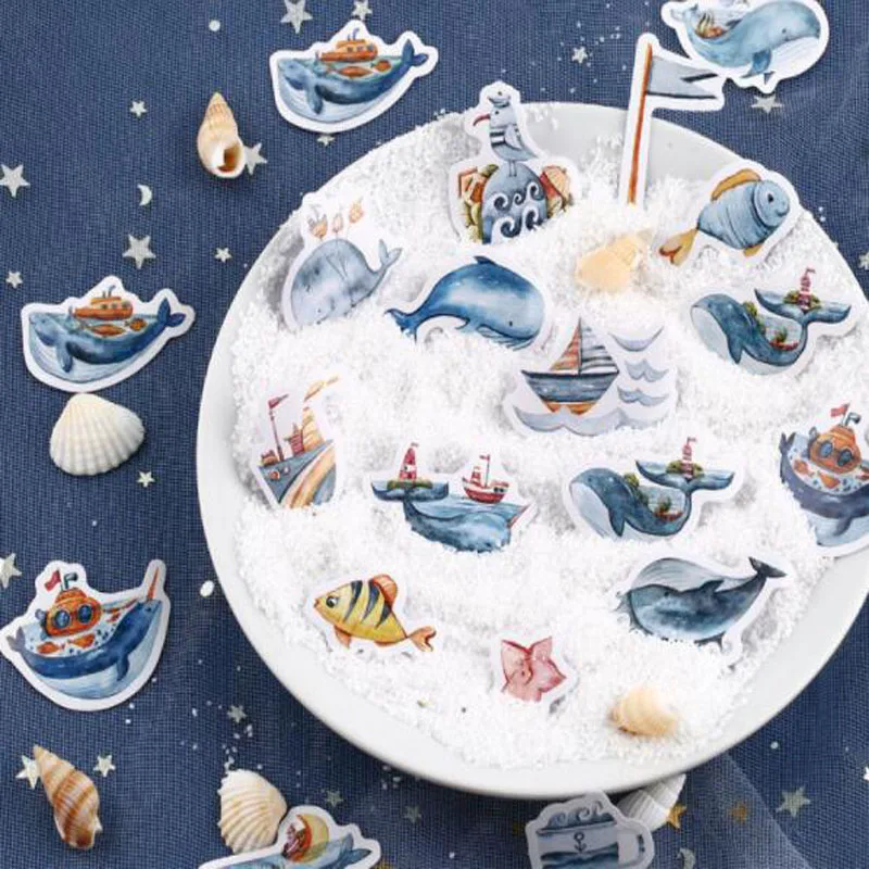 40 pcs/Box Peace Whale Adhesive DIY Sticker Stick Label Notebook Album Decor
