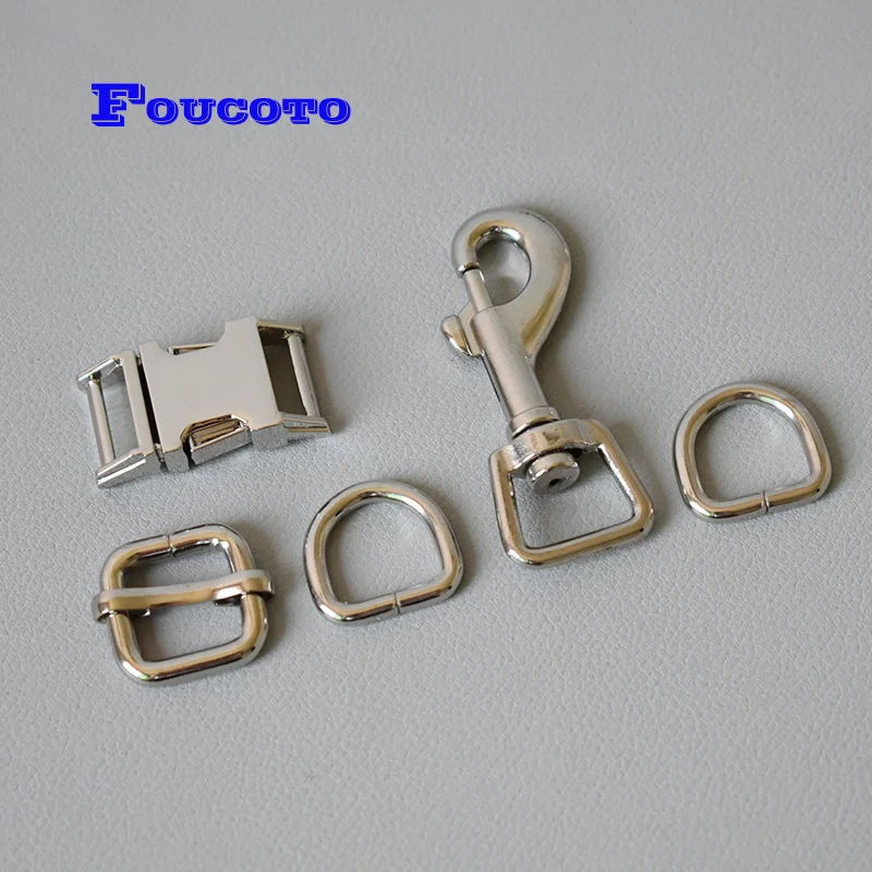 

20 sets nickle metal buckle lobster clasp strap belt clip 15mm buckle D ring dog collar leash rope chain connection snap buckle