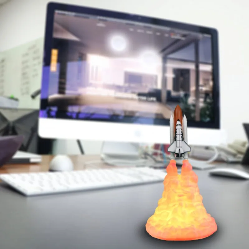 Новейшая 3D печать космическая челночная лампа перезаряжаемая прикроватная ночник для спальни украшение дома космические влюбленные Луна настольная лампа подарок