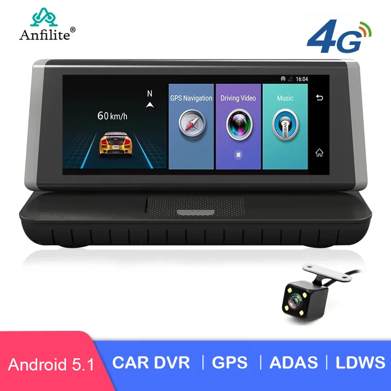 Anfilite 8 дюймов DVR Автомобильная камера 4G ADAS Android 5 1 FHD 1080P видео рекордер ram 1G/rom 16G