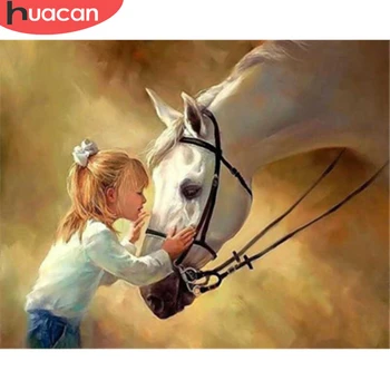 

HUACAN Picture By Numbers Girl And Horse Gift Home Decor Painting By Number Animal Hand Painted Wall Art Drawing Acrylic