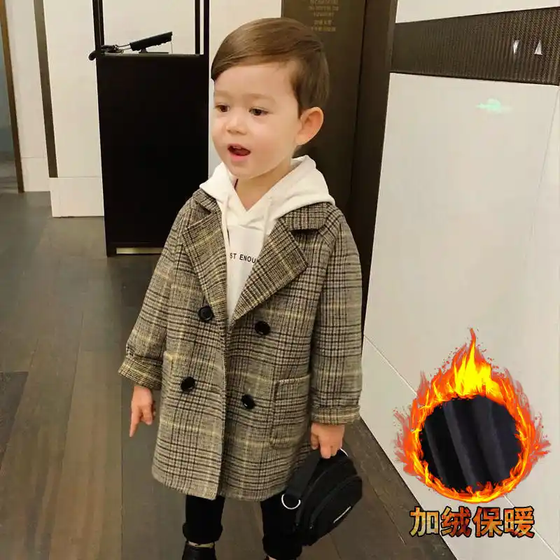Bebe Garcon Filles Veste En Laine Longue Double Boutonnage Chaud Infantile Tocky Revers Tweed Manteau Printemps Automne Hiver Bebe Vetements D Exterieur Aliexpress