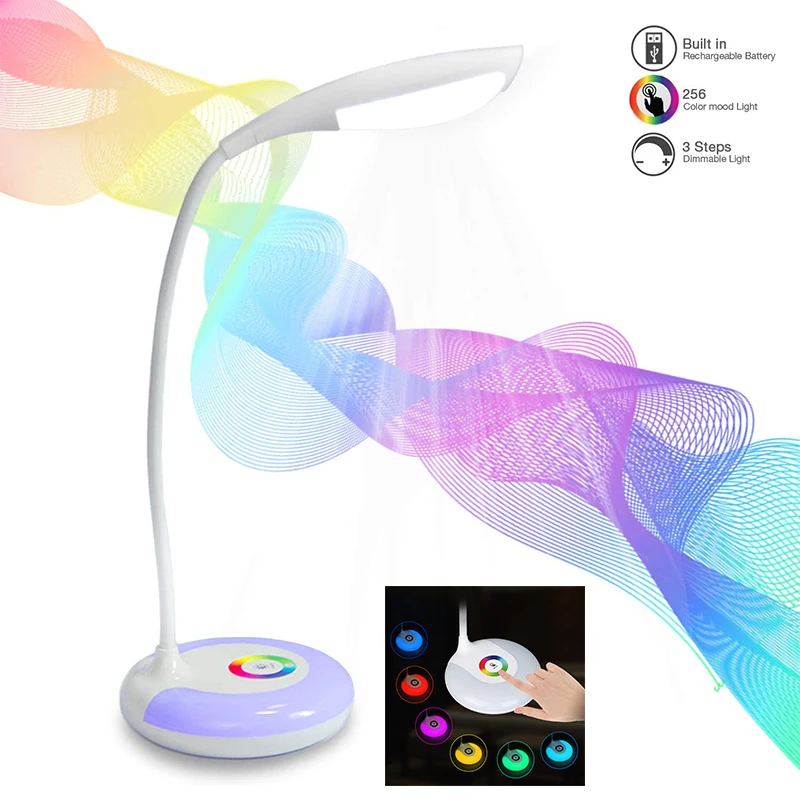 Светодиодная настольная лампа с зарядкой от USB меняющая цвет сенсорным