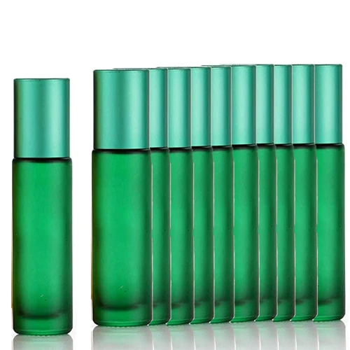 10pcs Green 1/5/10 шт 10 мл Портативный матовый Стекло ролик эфирное масло в виде флаконов парфюма тумана контейнер для путешествий многоразового использования, роликовый флакон - Цвет: 10pcs Green