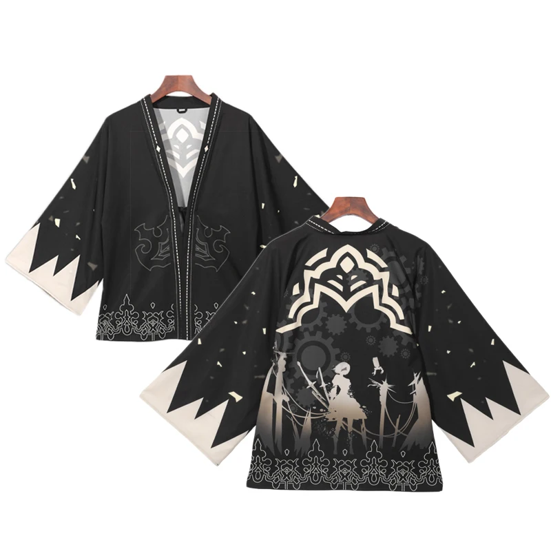 game NieR:Automata 2B YoRHa No.2 Type B Cloak Haori Halloween Party Cosplay Costume Japanese Men Women Casual Kimono Yukata |