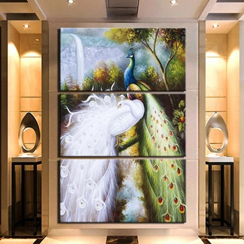 

3 Pieces White Peacock Animal Posters And Prints Wall Art Picture Home Decor Canvas Paintings For Living Room