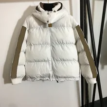 7123 luxus Designer frauen Herbst Winter Neue F Brief Band Spleißen Kapuze Baumwolle Jacke Viele Farbe Doppelseitige tragen