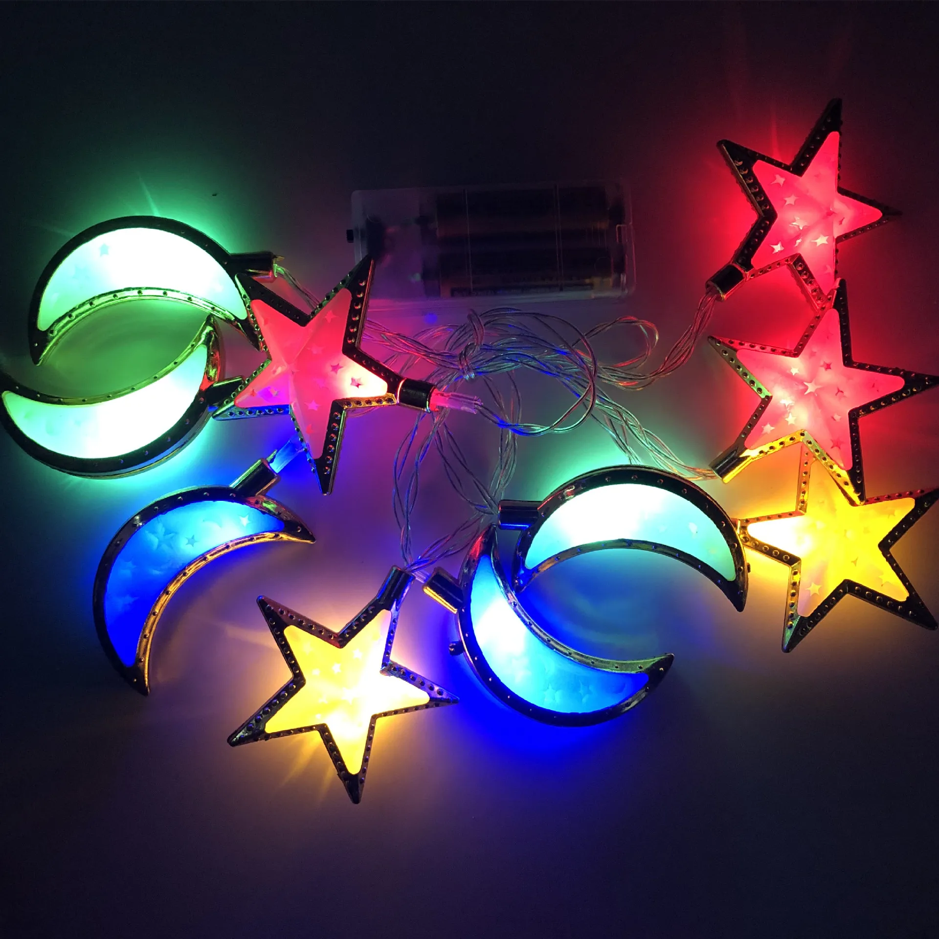 

New Products Muslim Lesser Bairam LED Star Moon Lighting Chain Ramadan Decorative Pendant Hot Selling