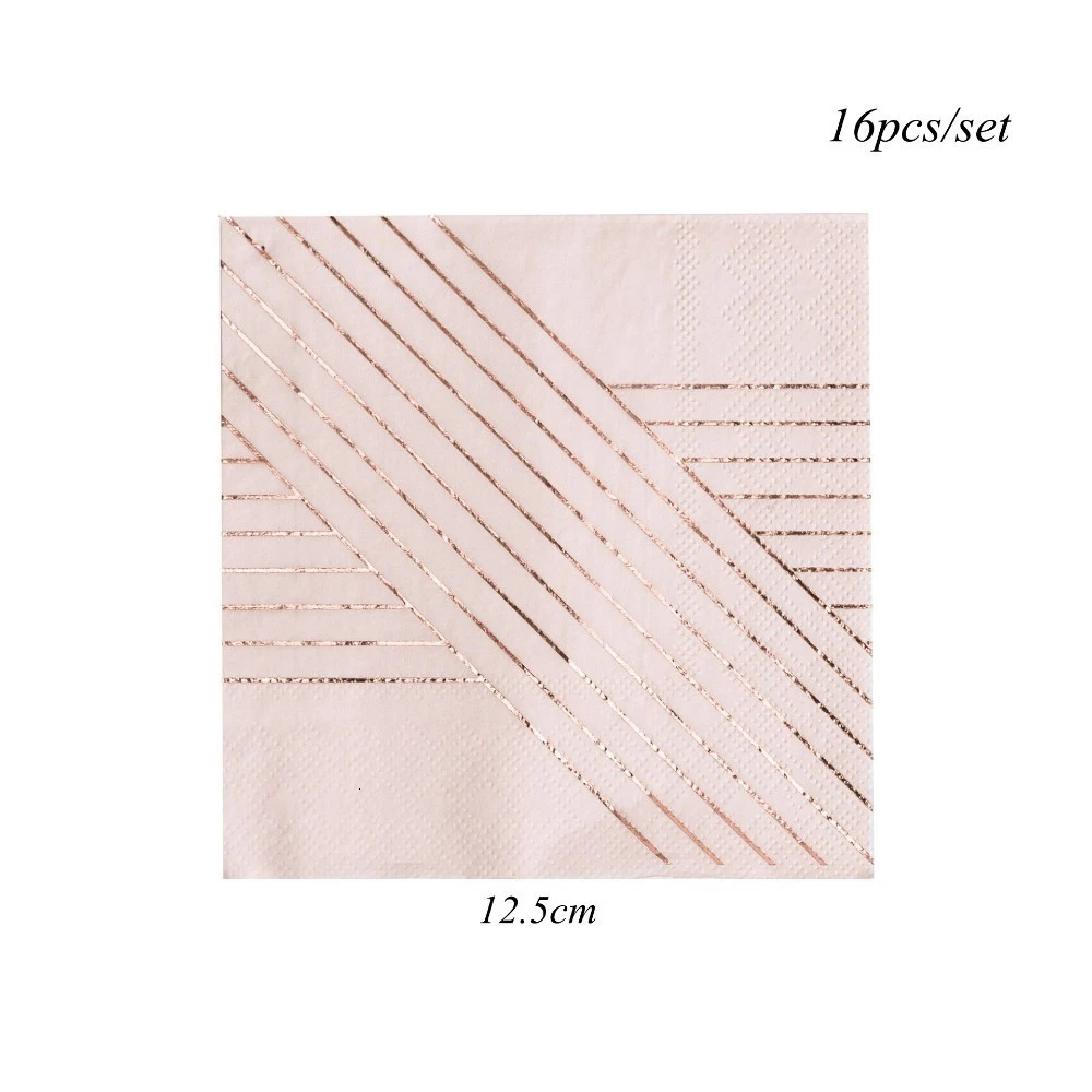16pcs pink napkin 1 Набор, синяя серия, полосатая одноразовая посуда, сделай сам, позолоченные бумажные тарелки, посуда для свадебного стола, Декор, принадлежности для дня рождения - Цвет: 16pcs pink napkin