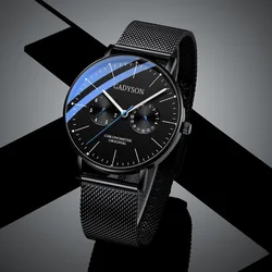 Reloj de pulsera de cuarzo para hombre, cronógrafo de aleación de malla, informal, a la moda, novedad de 2021