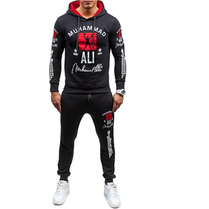Cena 2019 moda Muhammad Ali mężczyźni dresy odzież sportowa męska rozrywka Hoddies swetry znosić dres ustawia mężczyźni bluza S XXL