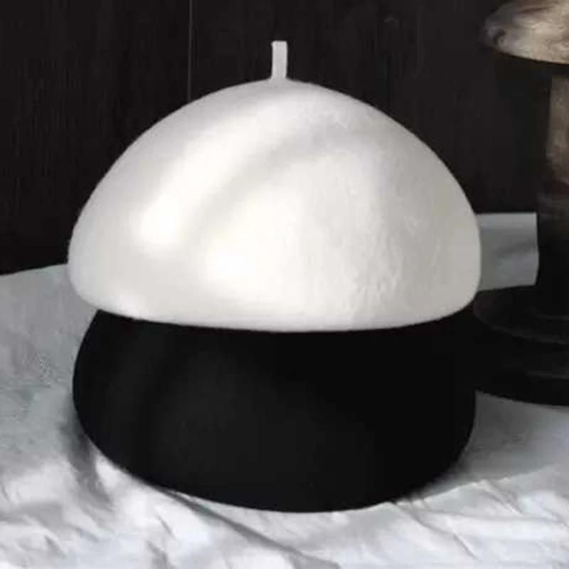 

Женский шерстяной берет, винтажный шерстяной берет в стиле художника, однотонные кепки, для прогулок, сезон весна-Зима