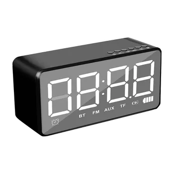 

Square Mirror LED Display Alarm Clock Bedside Wireless Bluetooth Speaker Card Portable Radio Alarm Clock Personality Creative
