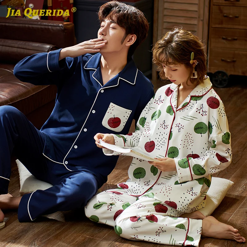 New Fashion Style Turn Down Collar Men and Women Sleepwear Chinese Pajamas Long Sleeve Long Pants Pj Set Buttons Pajamas Set
