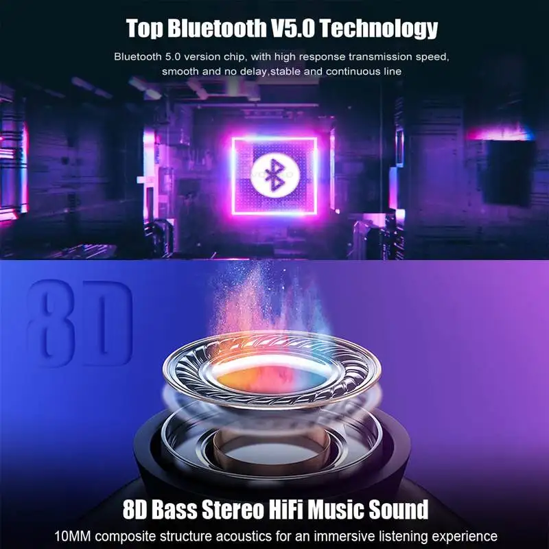 TWS беспроводные bluetooth наушники светодиодный дисплей bluetooth V5.0 стерео IPX5 водонепроницаемые наушники с микрофоном 2600 мАч зарядная коробка