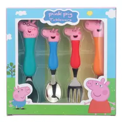 Peppa Pig игрушечная посуда ложка гоночная вилка ложка для супа набор обеденный Ланч Джордж фигурки аниме фигурки игрушки для детей подарок