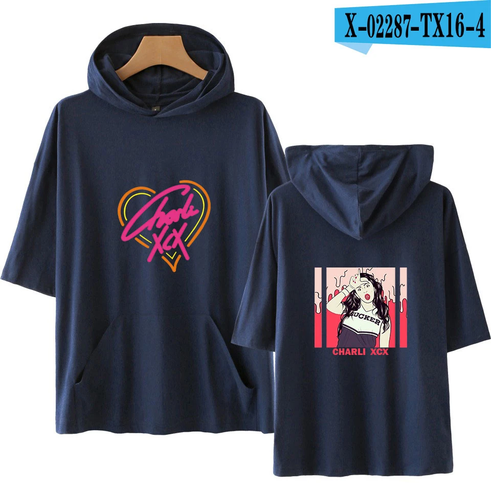 Charli XCX Women's Short sleeve T-shirt New summer hoodies number pocket tee shirt - Цвет: Бирюзовый