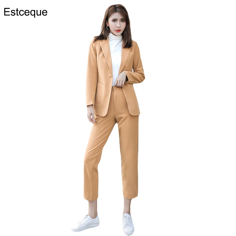 Новинка Осень 2020 блейзер из 2 предметов для женщин корейский Костюм интервью