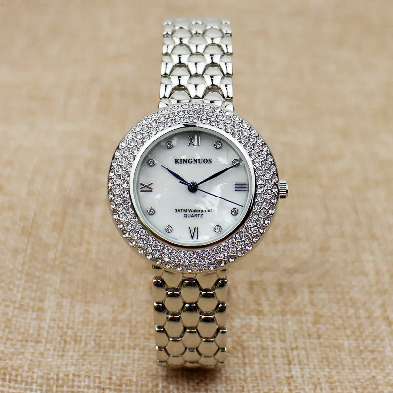 

2018 New Style Top Grade-Style Full of Crystals Waterproof Roman Numerals Ladies' Watch Diamond Set Student Bracelet Watch