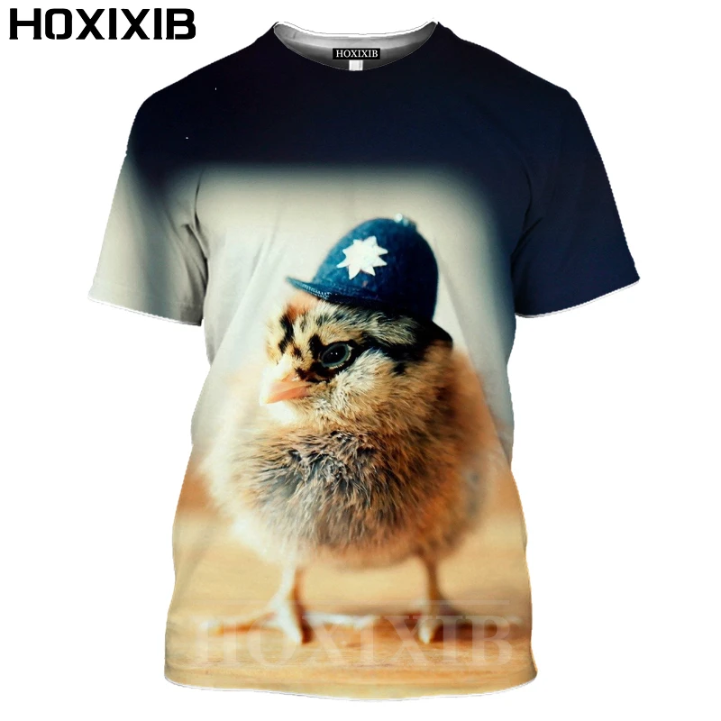 HOXIXIB 3D Print French National Bird Cock T Shirt Women Top Cute Animal  Poultry Hen Men Tshirt Pigeon Funny Summer Short Sleeve