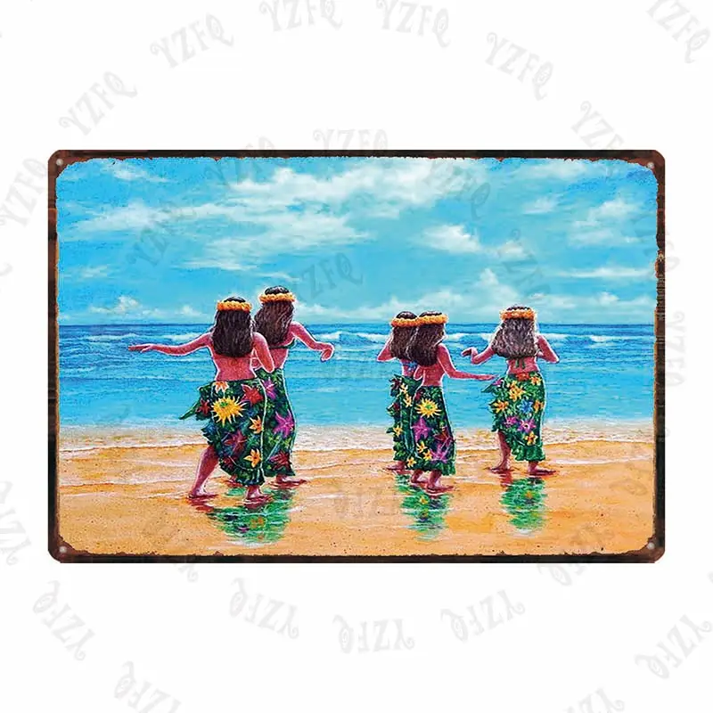 Surf Aloha Hawall винтажная жестяная вывеска хула пляж металлическая пластина для стены паба кафе домашнего искусства Ремесло Декор Куадрос DU-5367A