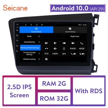

Seicane 9 Inch Android 10.0 Quad-core Car Radio GPS Multimedia Player for 2012 HONDA CIVIC Right Hand Drive Support DVR OBD