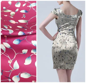 

New inkjet silk stretch satin fabric comfortable 19mm shirt dress stretch silk satin fabric wholesale silk cloth 108cm