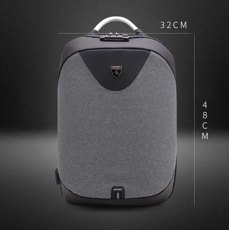 Arctic Hunter Anti-theft 15,6 мужская сумка для ноутбука школьный рюкзак с паролем водонепроницаемый Повседневный Бизнес Путешествия мужские рюкзаки - Цвет: Dark Grey