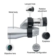 Mini télescope monoculaire optique à Tube unique, coin en métal, 96M/1000M, télescope pour la recherche sur le terrain de la pêche en plein air 