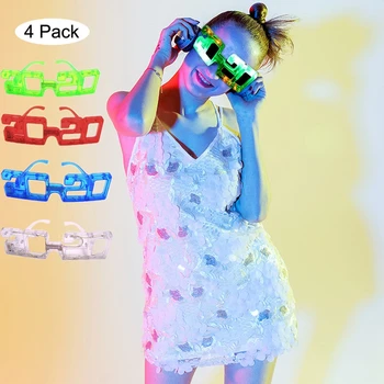 

2020 New Year Toys 4Pcs LED Glowing Glasses 3 Gear Adjustable Luminous Light Up Glowing Eve Party Supplies Children Gift Hansel