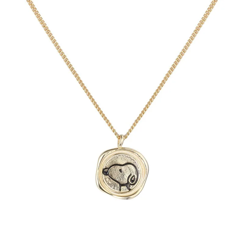 Leouerry Original Design Gold Cartoon Puppy Pendant Necklaces for Women 925 Sterling Silver Irregular Pendant 925 Silver Jewelry