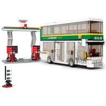 City Town Bus Station Star Tour School doouble london Bus Building Blocks Classic Car bus Model Legoingly Toys for Children blocks custom bus stop shelters bus stop design bus station