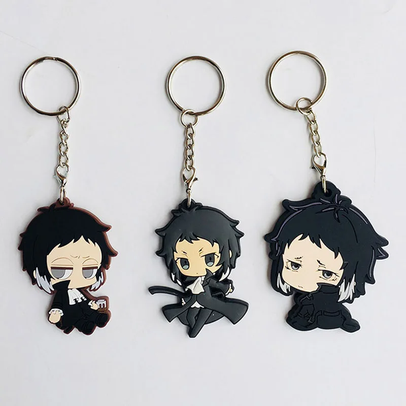 Bungo Stray Dogs Anime keychain Dazai Osamu Atsushi Nakaji Edogawa Ranpo Rubber Magnetic paste for Refrigerator