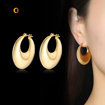 

Vnox Minimalist Trendy Large Hoop Earrings for Women Birthday Party Jewelry Gold Color Stainless Steel Ear Accessories