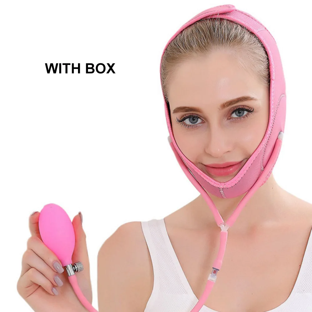 pink with box V линия щек для лица и подбородка Лифт эластичная маска на лицо лифтинг для лица формирователь скобы для коррекции фигуры ремни для похудения тонкая маска повязки для лица подтяжки - Цвет: pink with box