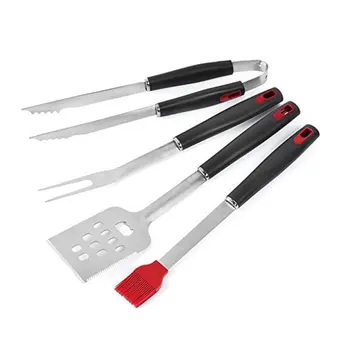 

4pcs Set Home Barbecue Grill Tool Set Stainless Steel Barbecue Grill Accessories Utensils Kit In Portable Case