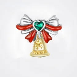 2022 New Fashion Women Christmas S925 Sterling Silver Small Bell Beads Bracelet Charm Woman DIY Christmas Party Gifts Jewerly