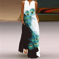 Vintage Print Women Sundress 2023 Summer Fashion V-neck Sleeveless Long Dress Elegant Ladies Maxi Dresses Femme Vestidos - Image 4
