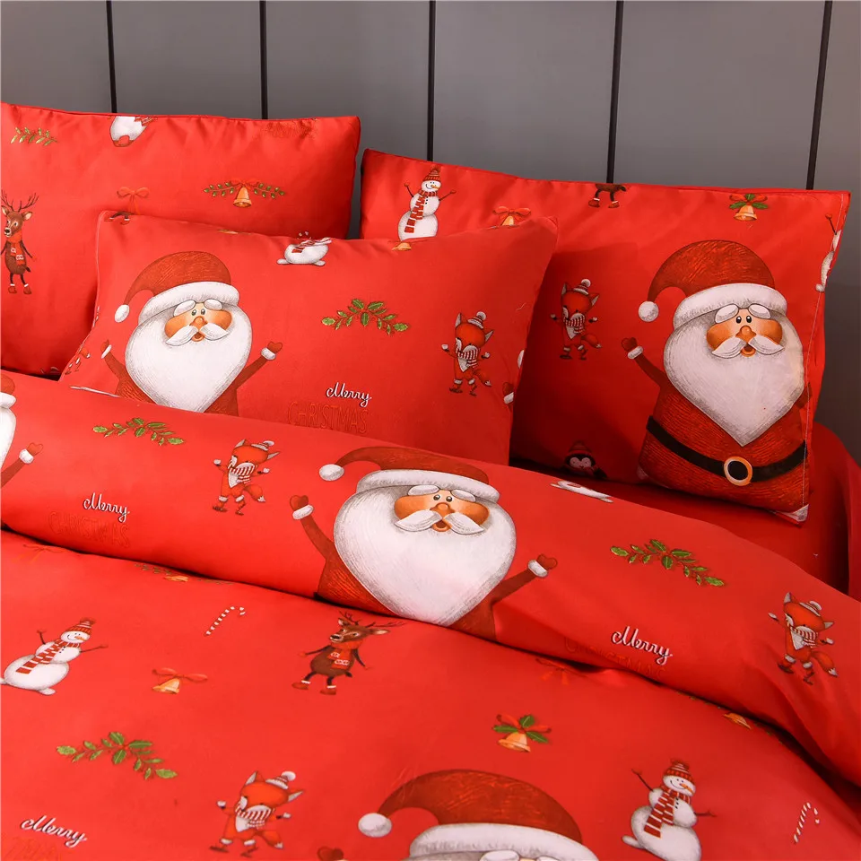 Рождественский комплект белья пододеяльник с наволочками красный Санта Клаус домашний текстиль 3 шт Прямая поставка